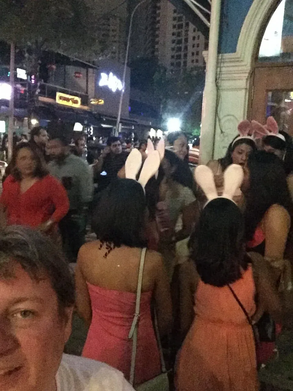 Crowded night street scene at Bukit Bintang, Kuala Lumpur