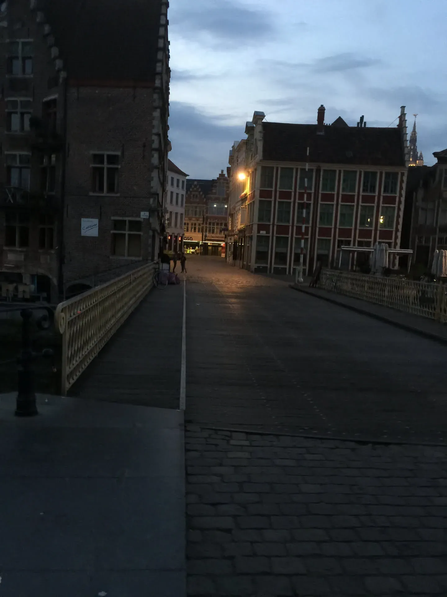 Evening street scene in Ghent, Belgium