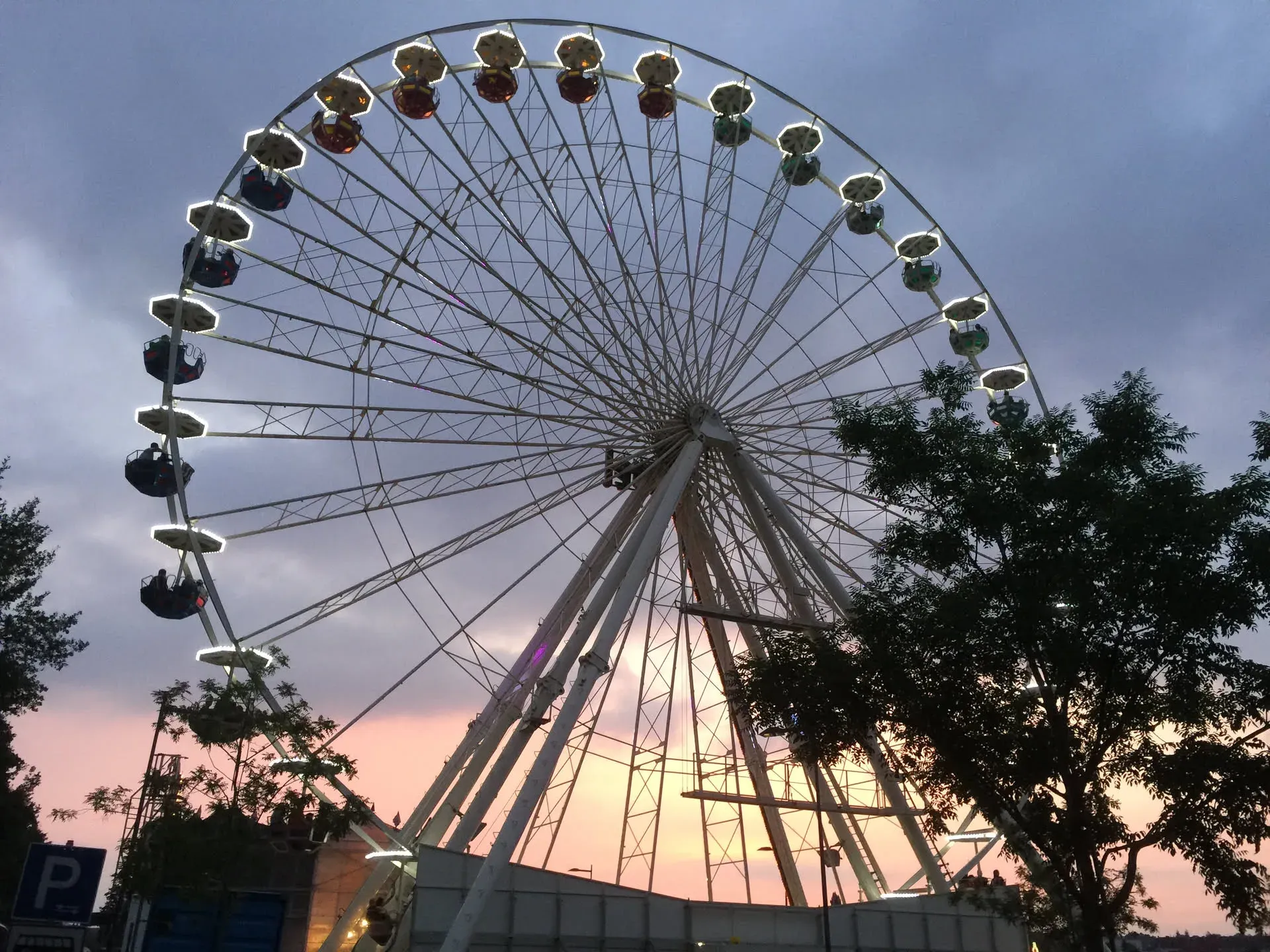 Ferris wheel at sunset in Altstadt, Koblenz