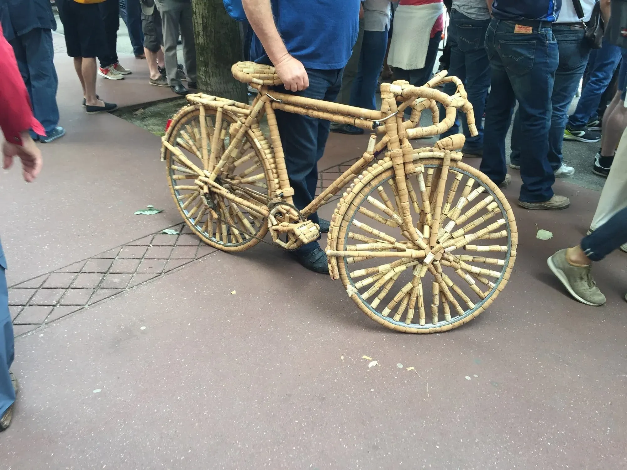 Bicycle made entirely of woven straw or wicker material