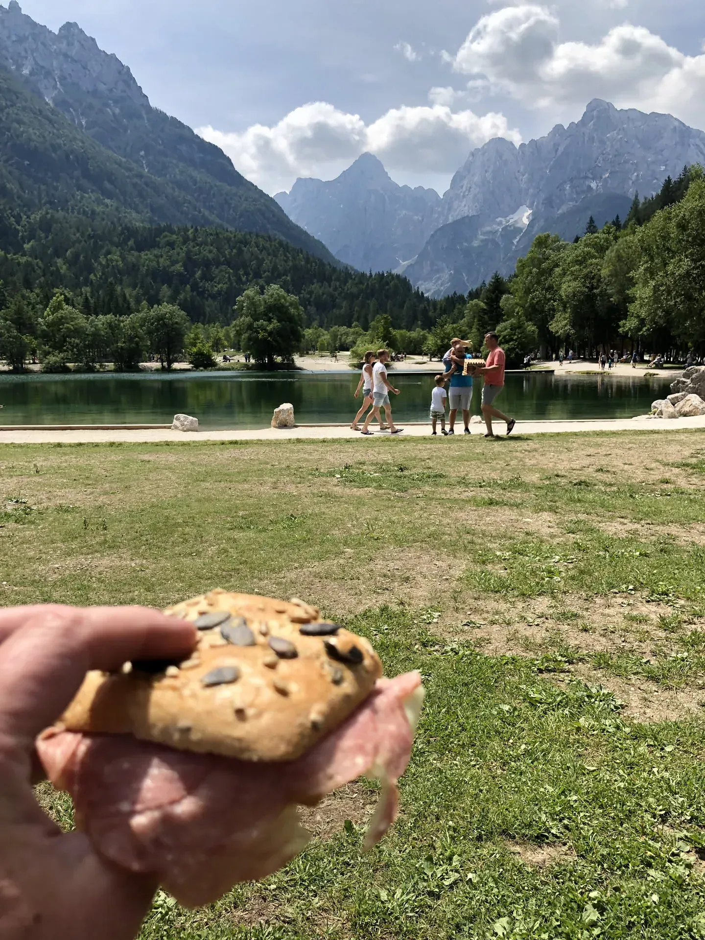 Cookie held up at Jasna lake, Slovenia
