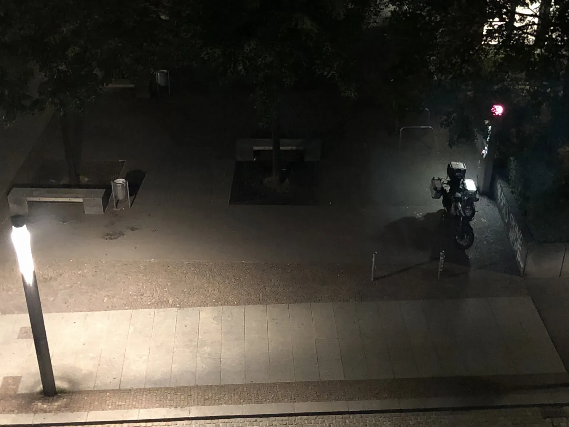 Motorcycle parked at night in Saxony, Germany