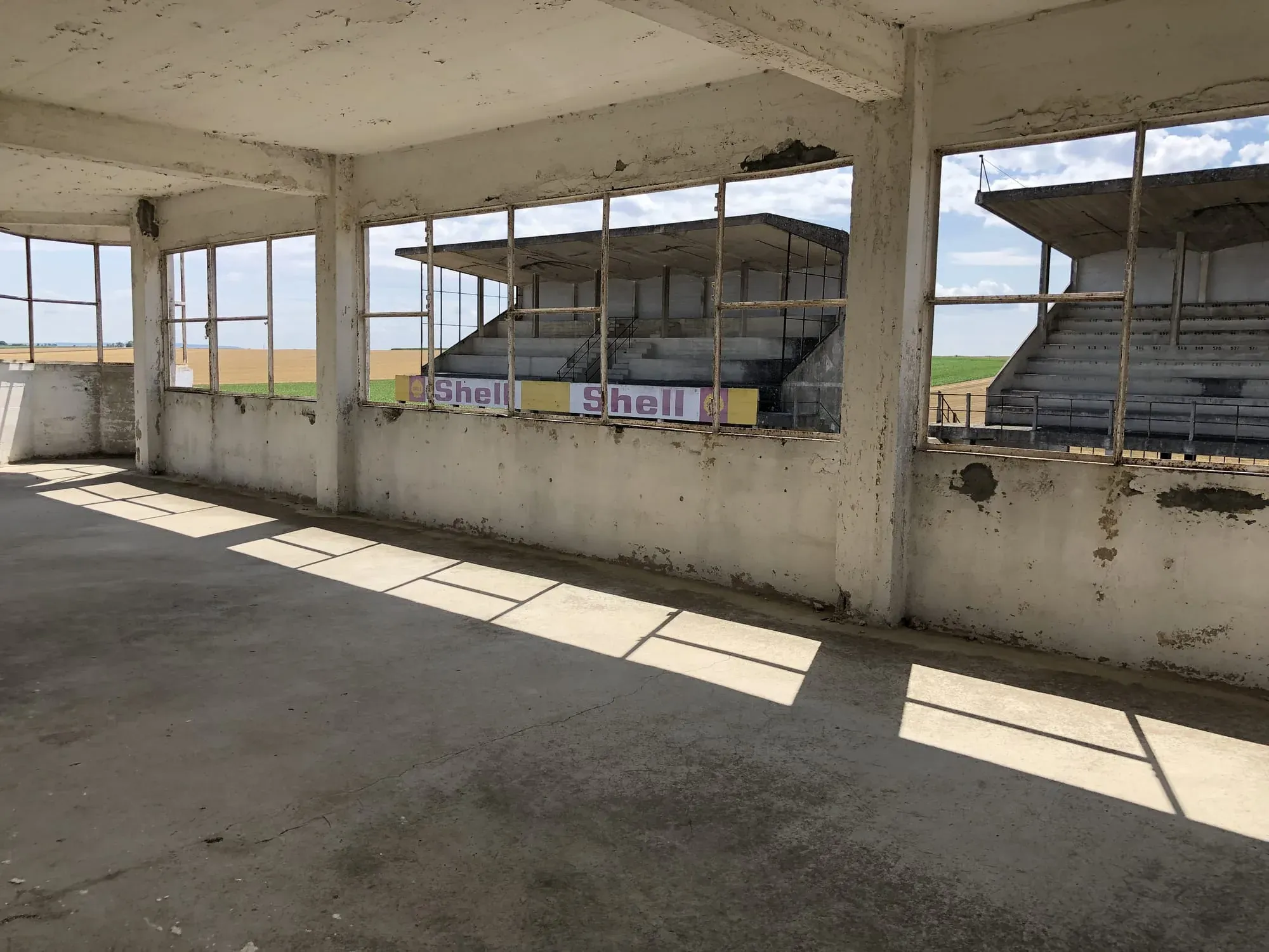 Abandoned grandstand at Gueux racetrack, France