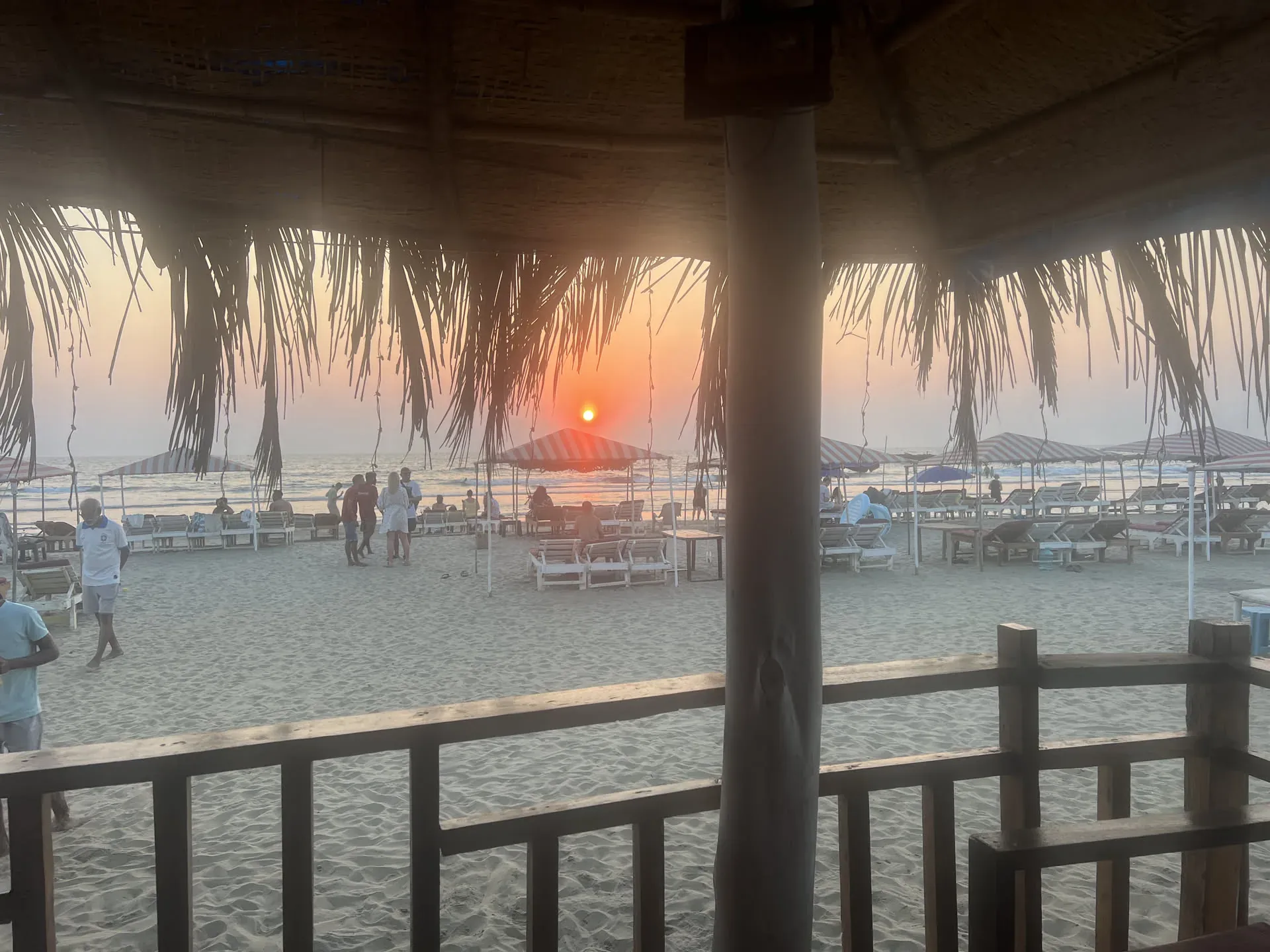 Sunset from beach shack at Morjim