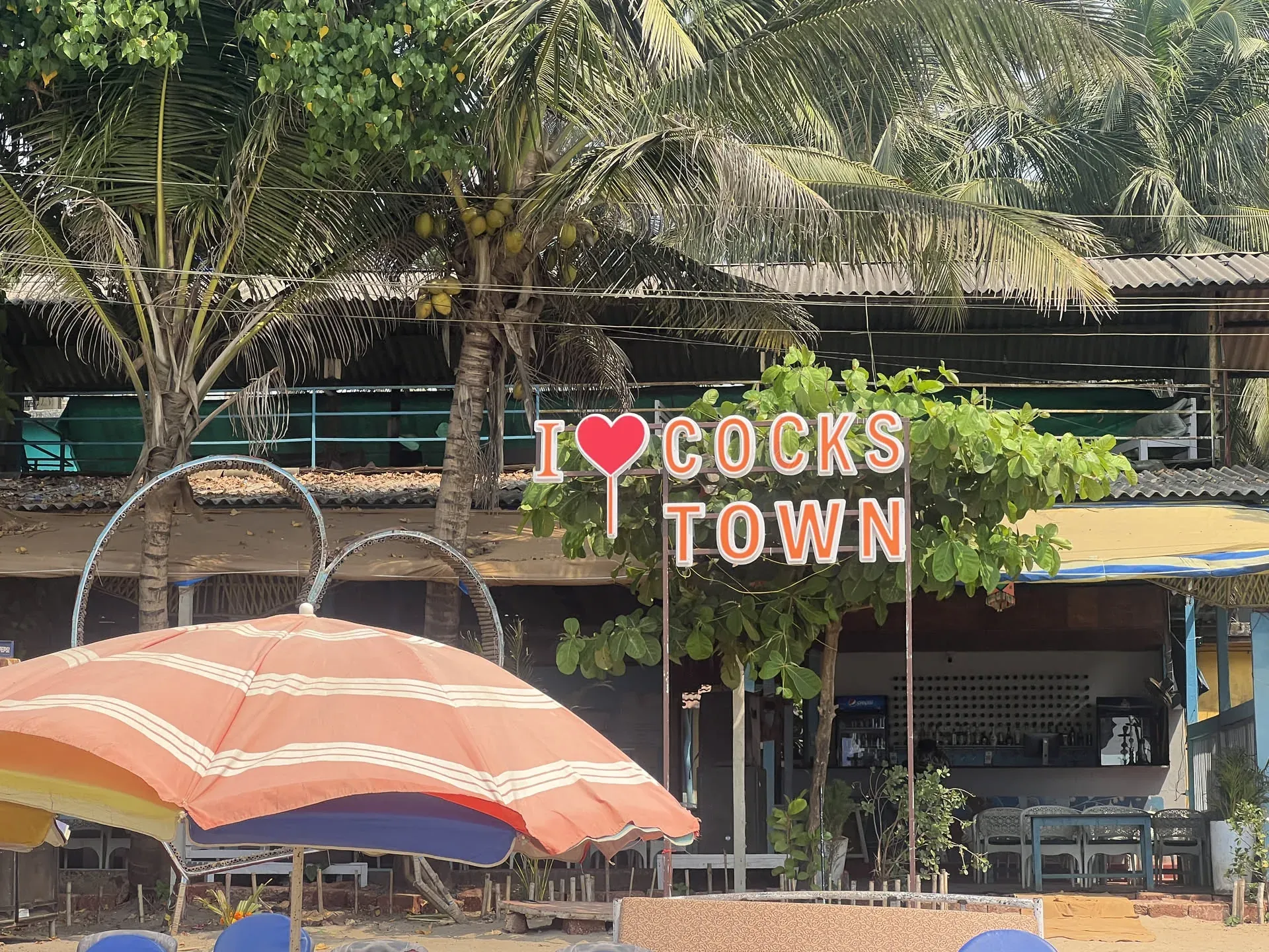 I Love Cocks Town sign, Girkar Wada Goa