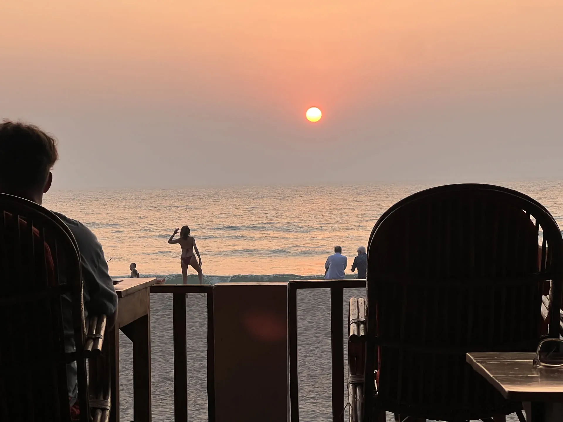 Sunset at beach bar in Agonda, Goa