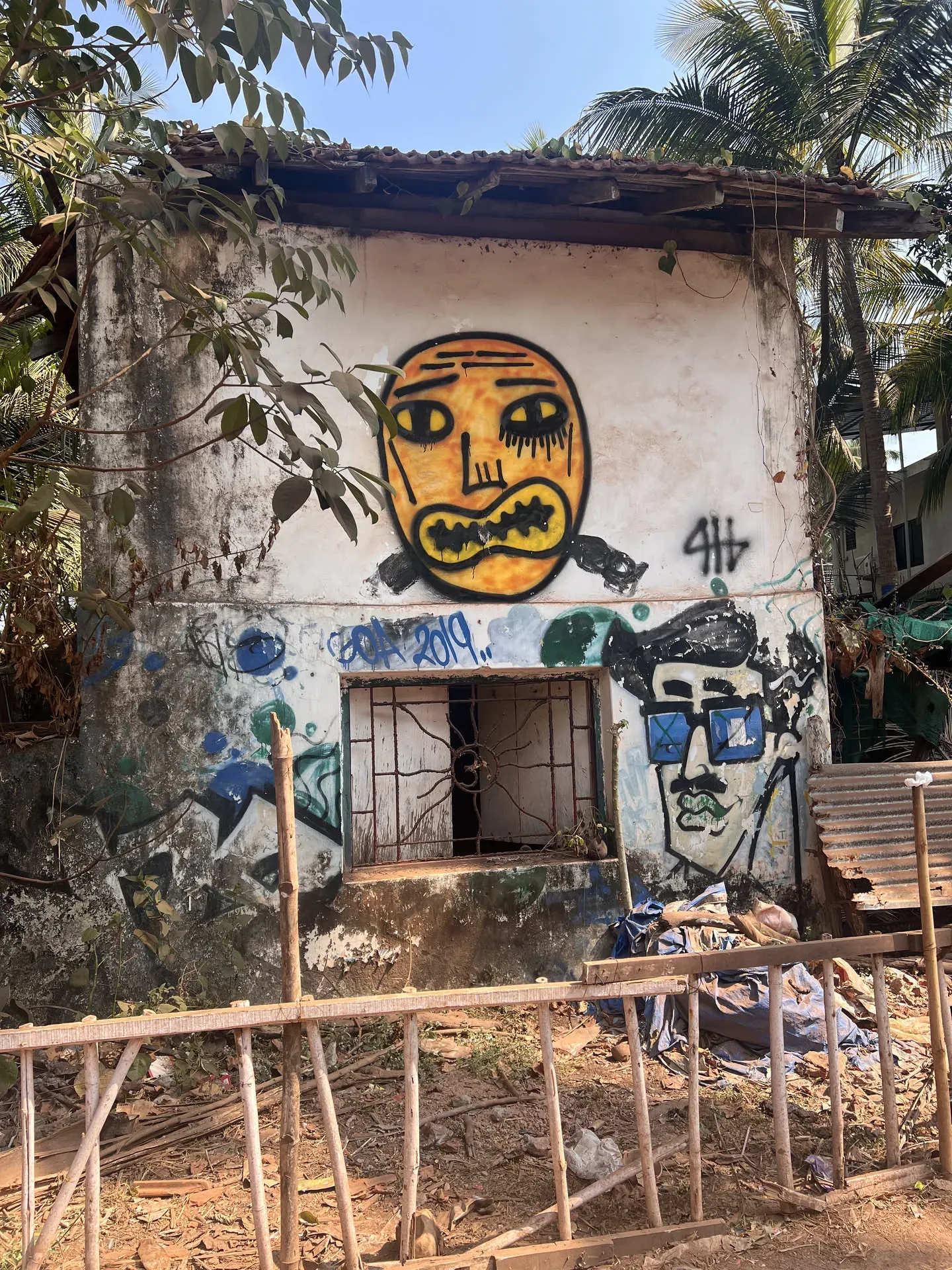 Street art on abandoned building, Agonda