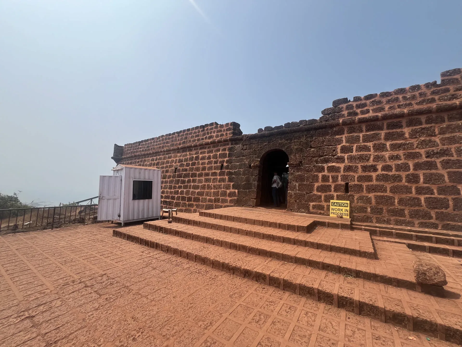 Brick fort entrance with steps at Chapora