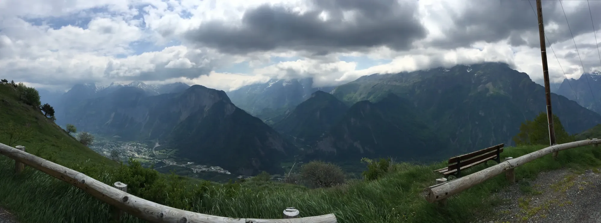 Mountain vista from Villard-Reculas, Alps valley below