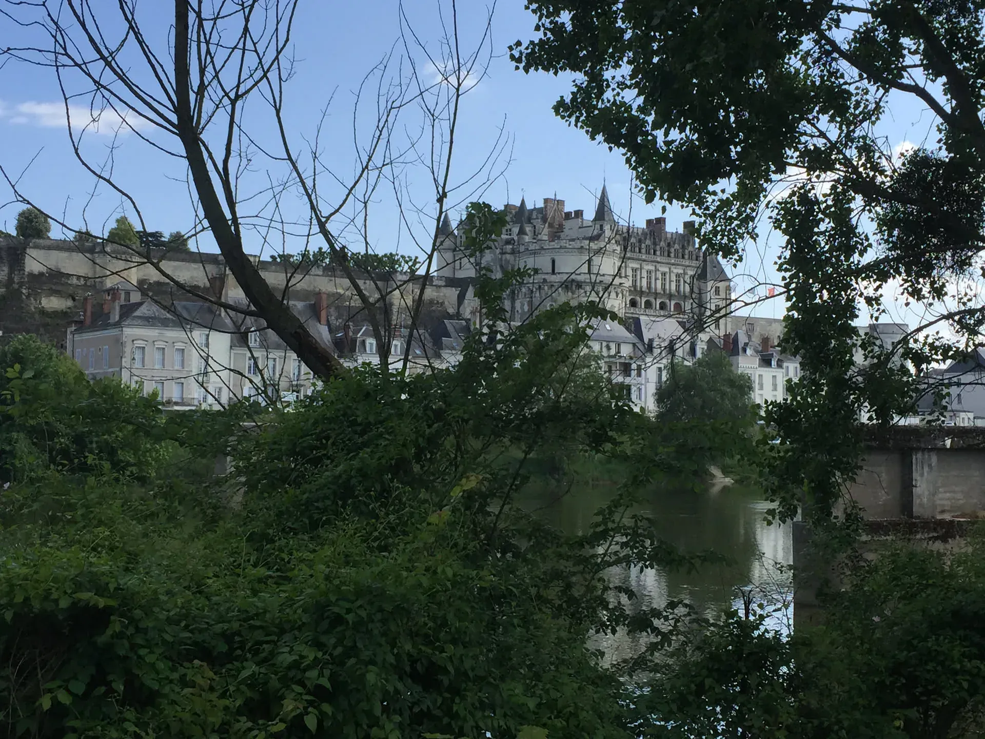 Medieval castle on river at Amboise, France