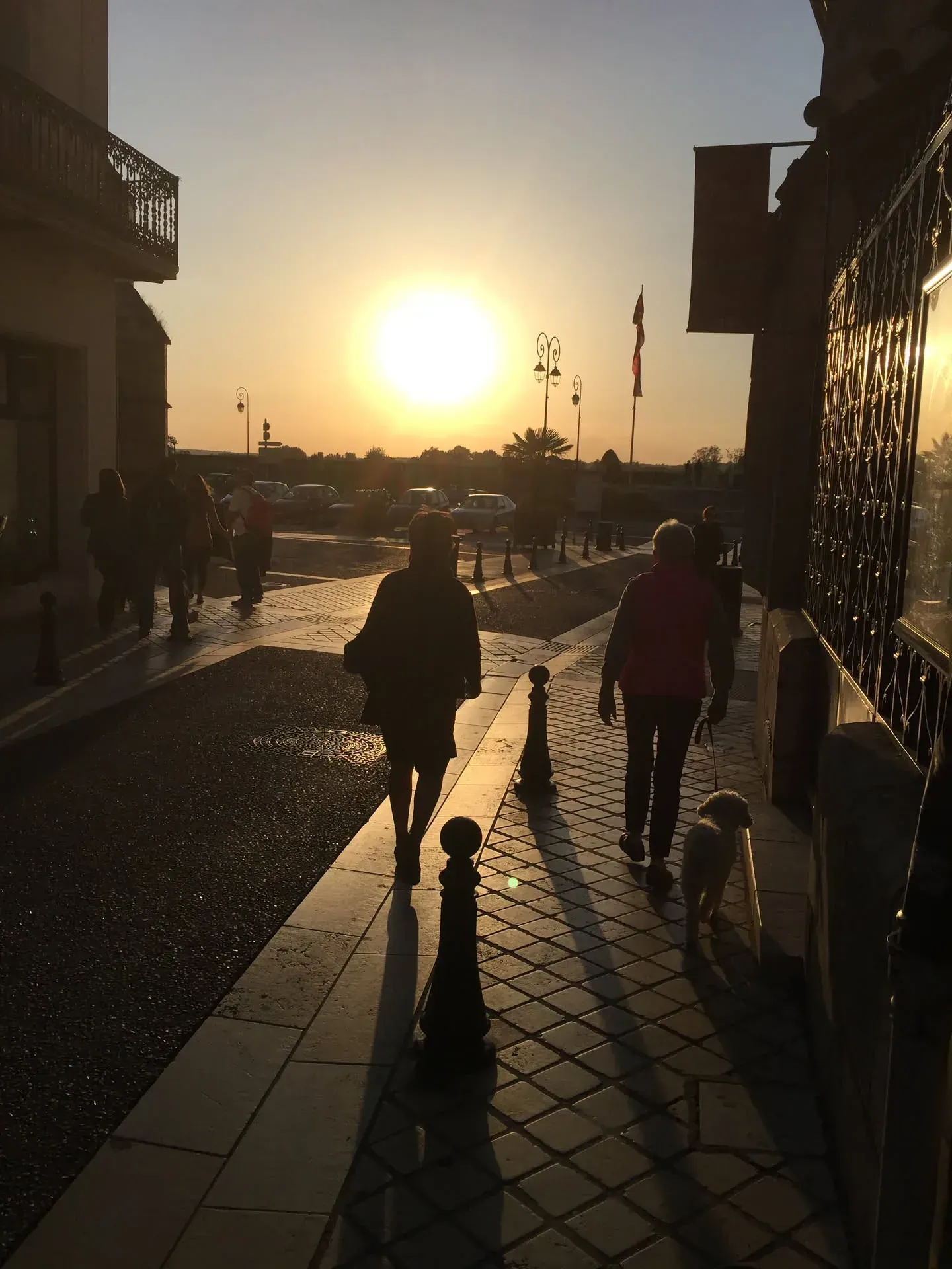 Sunset in La, silhouettes of people walking