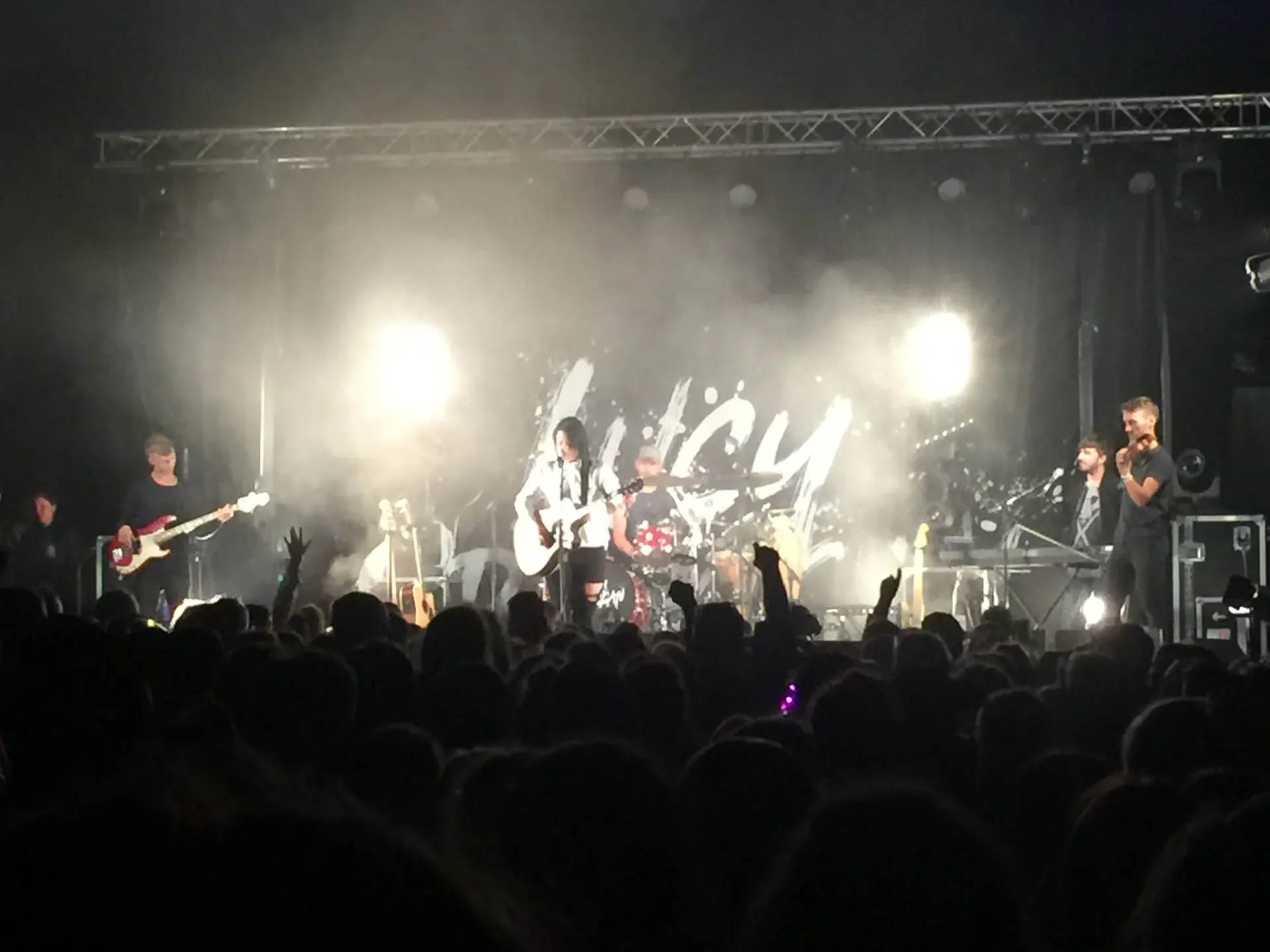 Live band performing at Lowther music festival, England