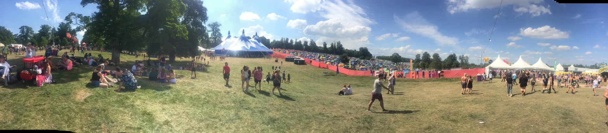 Festival crowd and circus tent at Lowther