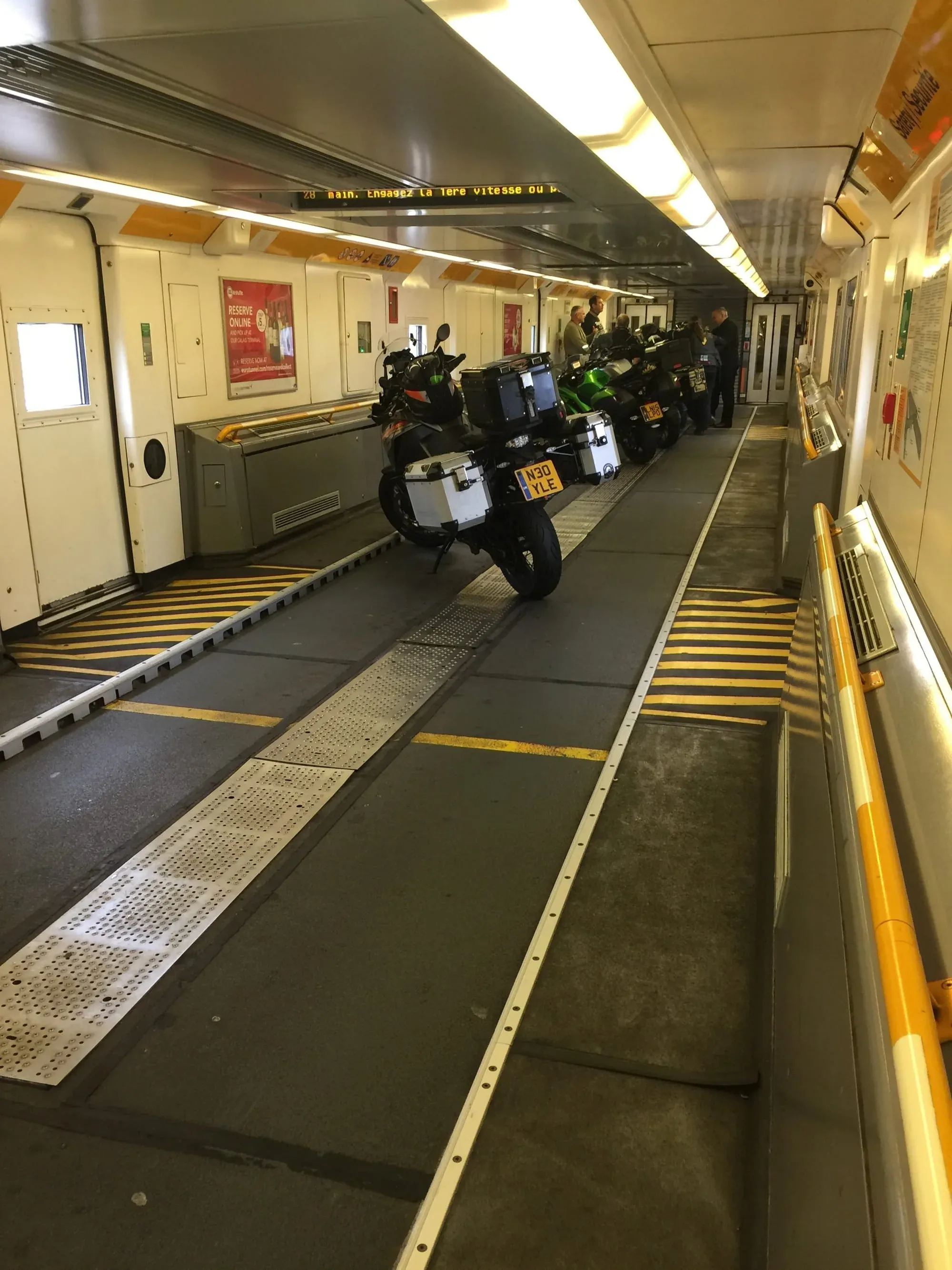 Motorcycles parked in Folkestone ferry terminal