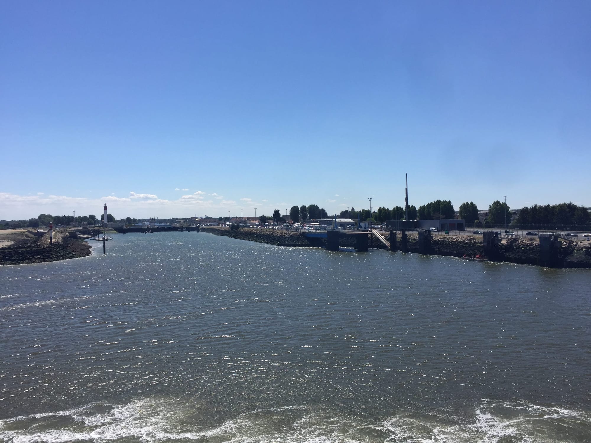 Harbor and boats at Ouistreham on clear day