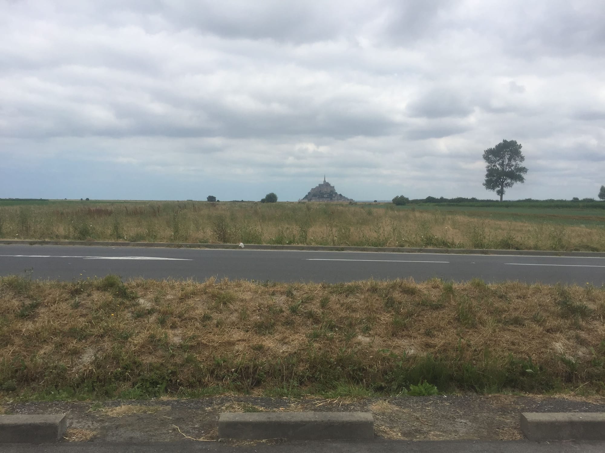 Mont-Saint-Michel visible across farmland at Ardevon
