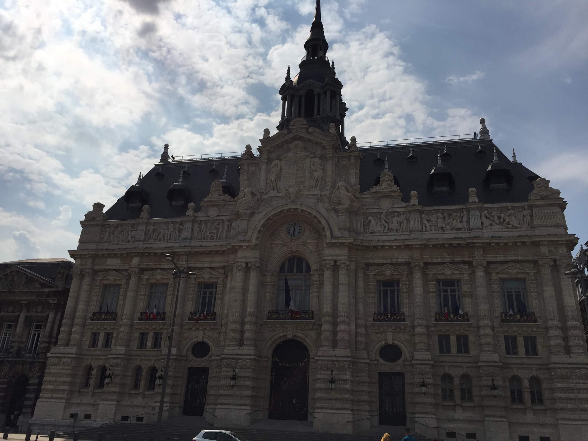 Historic stone building with clock tower, Nord