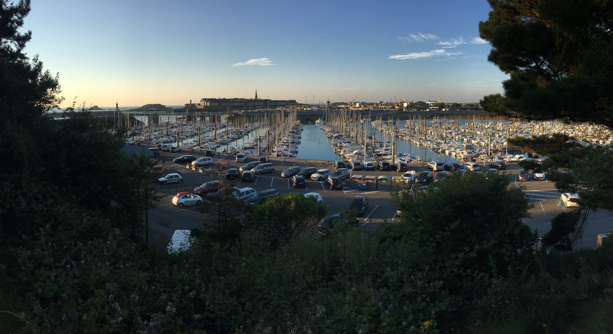 Sailboat marina at Saint-Servan at golden hour