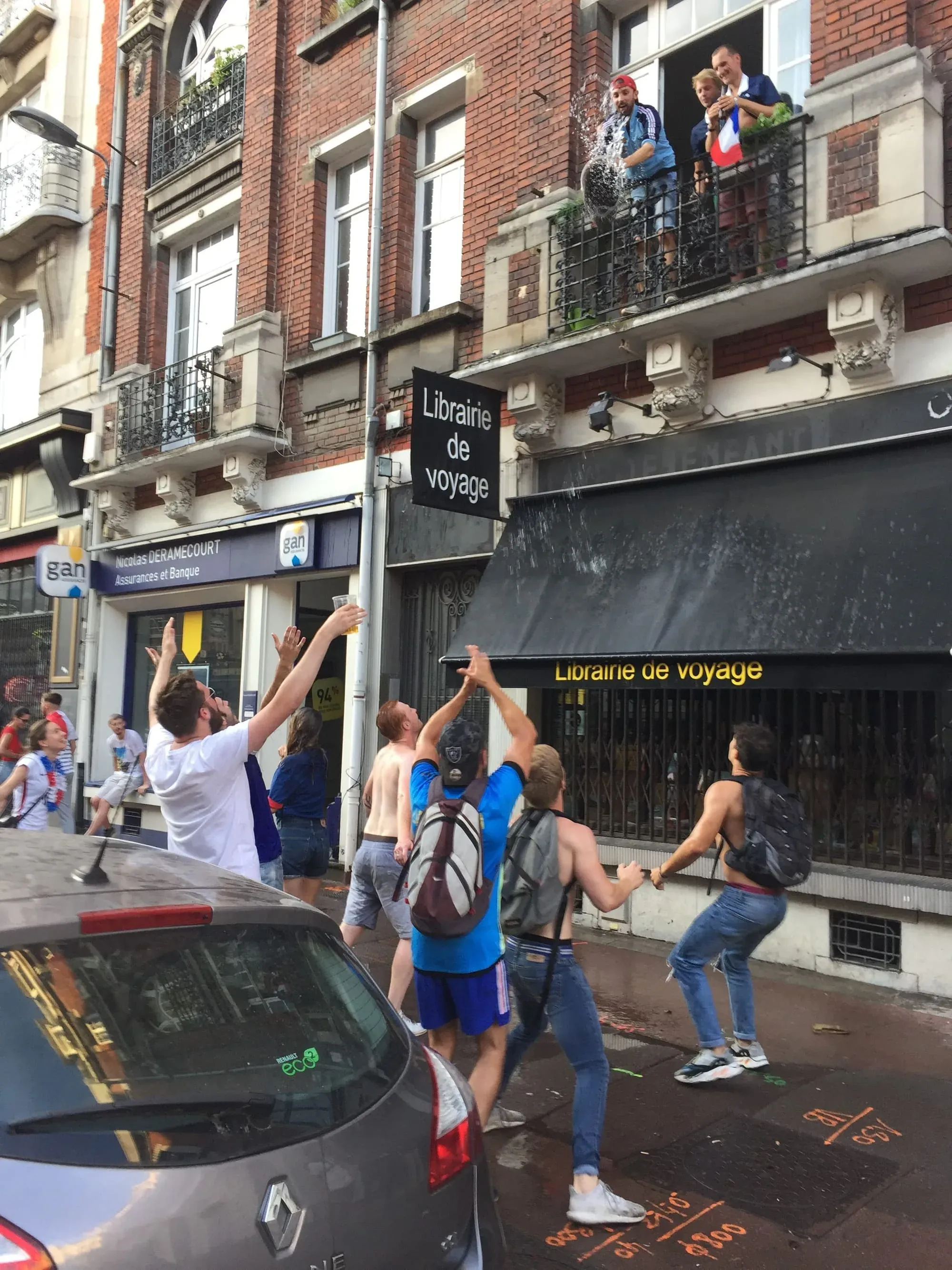 Celebrating in street at Lille-Centre, France