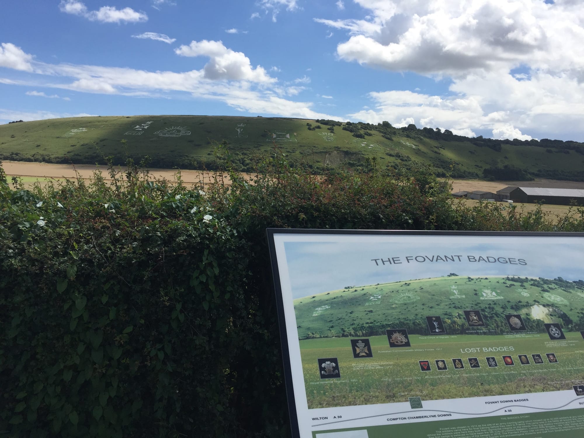 Fovant Badges hillside sign with rural landscape view