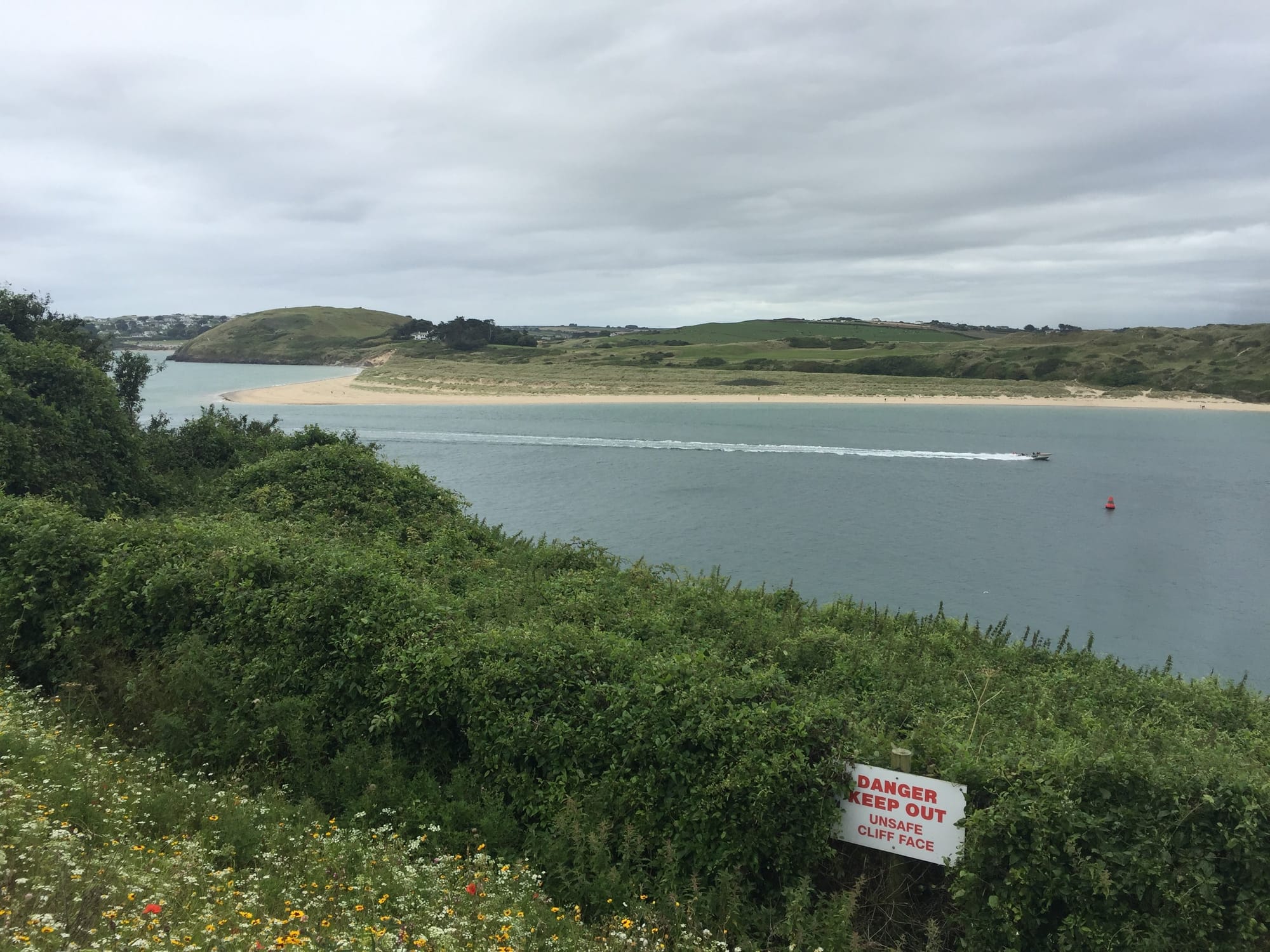 Coastal bay view from cliffs at Padstow, Cornwall