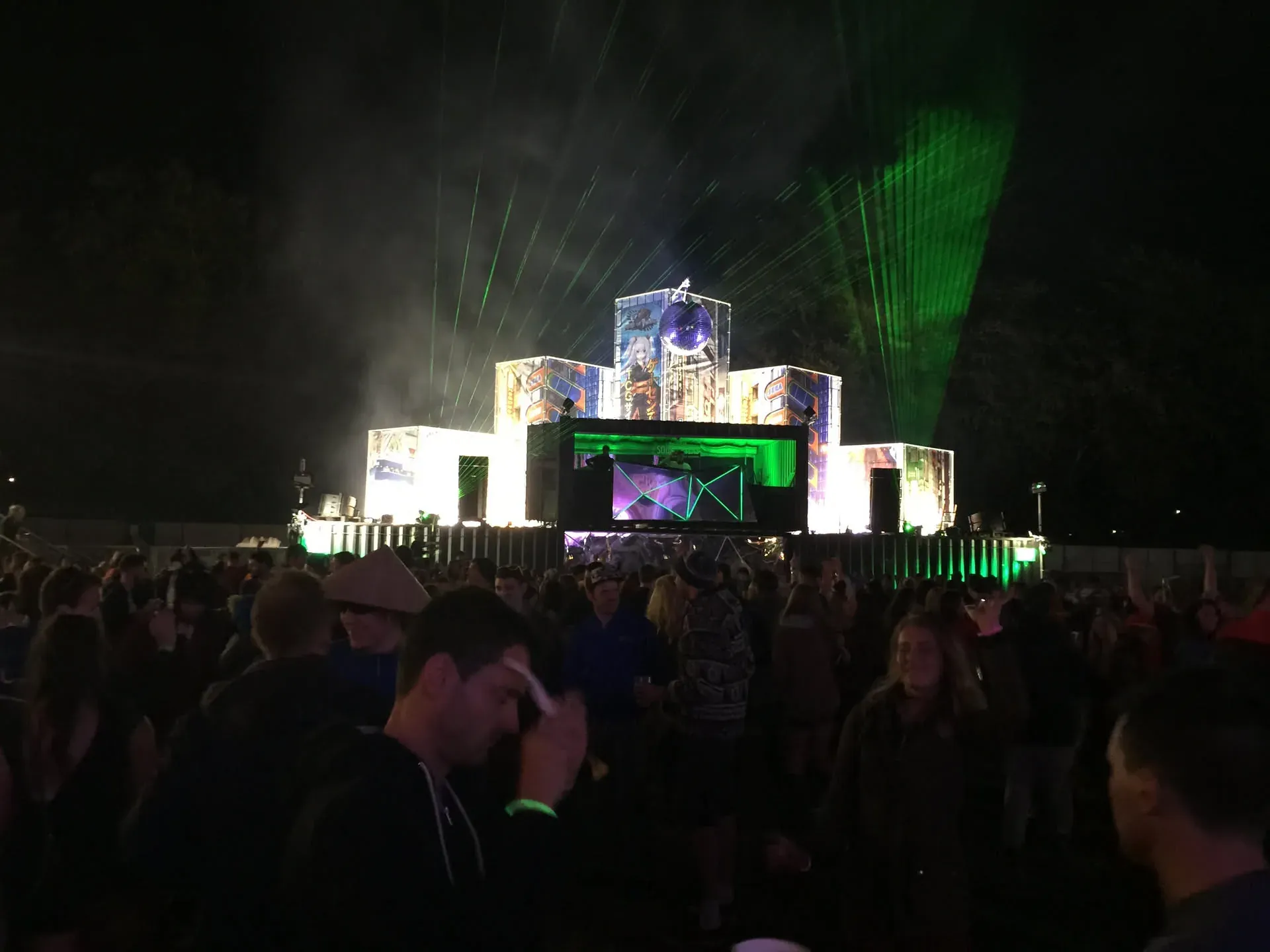 Festival stage at Stradbally with green laser light show