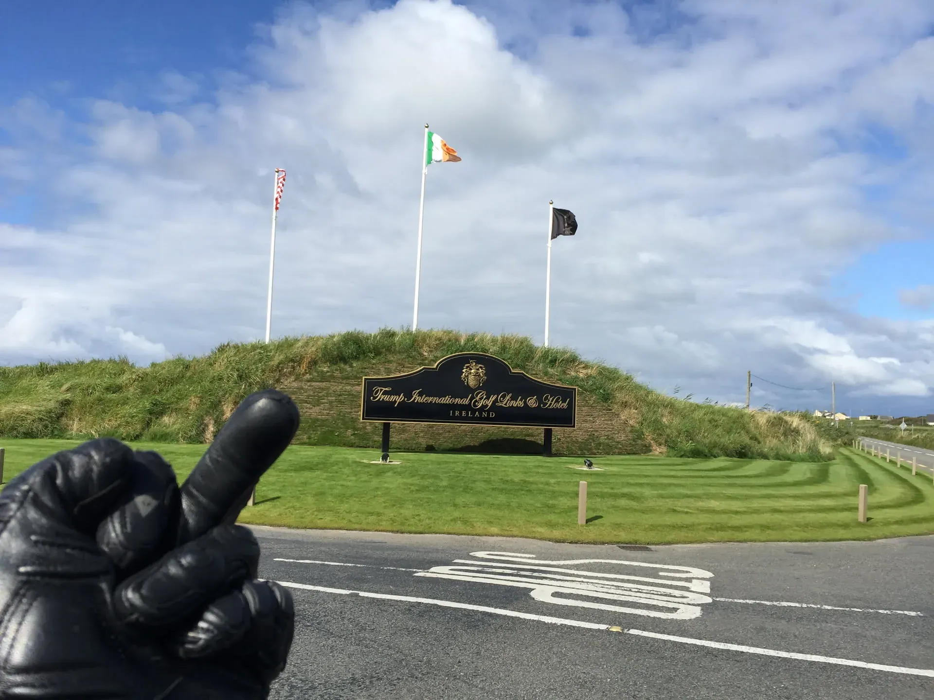 Peace sign at Trump International Golf Links, Ireland