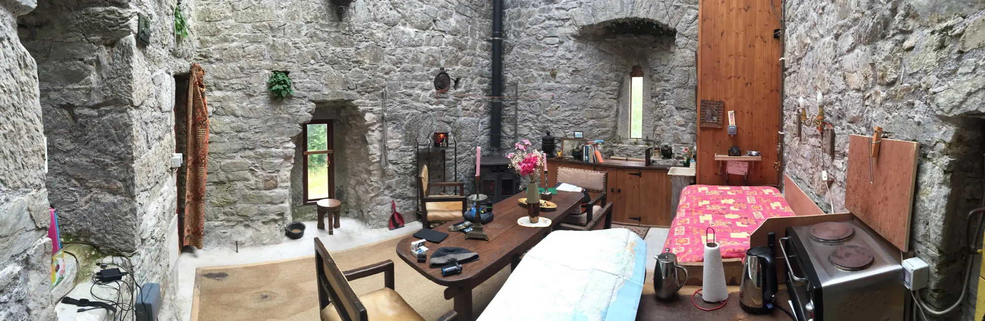 Medieval stone cottage interior at Midleton Rural, Ireland