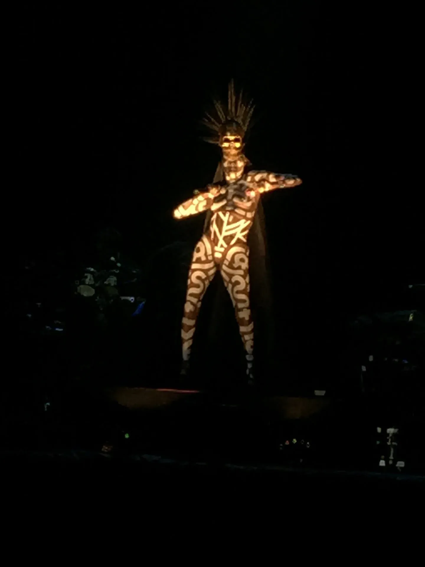 Illuminated performer with body paint at Stradbally