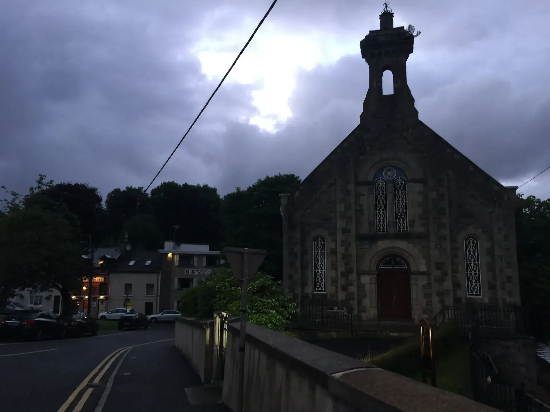 Stone church with tower in Donegal, Ireland