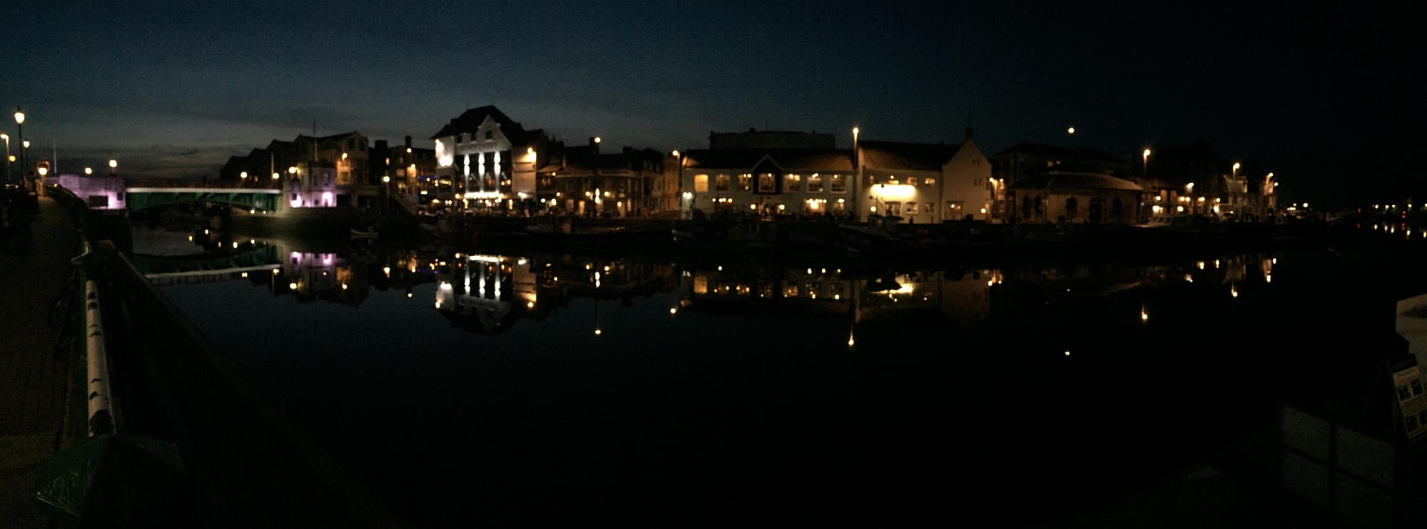 Rodwell waterfront lit up at night, England