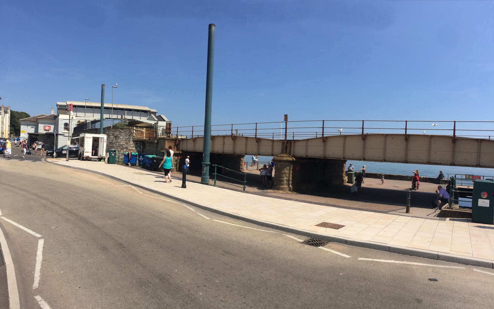 Beachfront promenade at Dawlish on sunny day