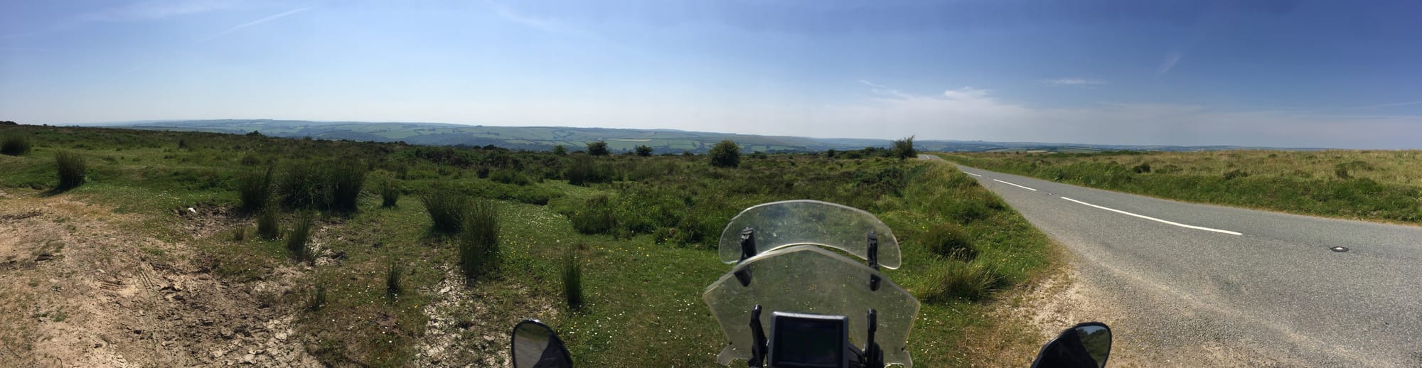 Viewpoint across Somerset countryside on sunny day